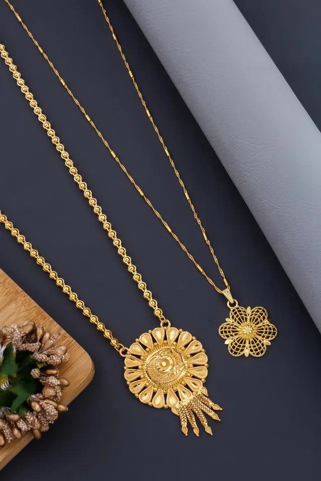 Mangalsutra Ki Mala Design With Moti Chen Ladi Lomg and short Combo Set [ BUY 1 GET 1 FREE ]